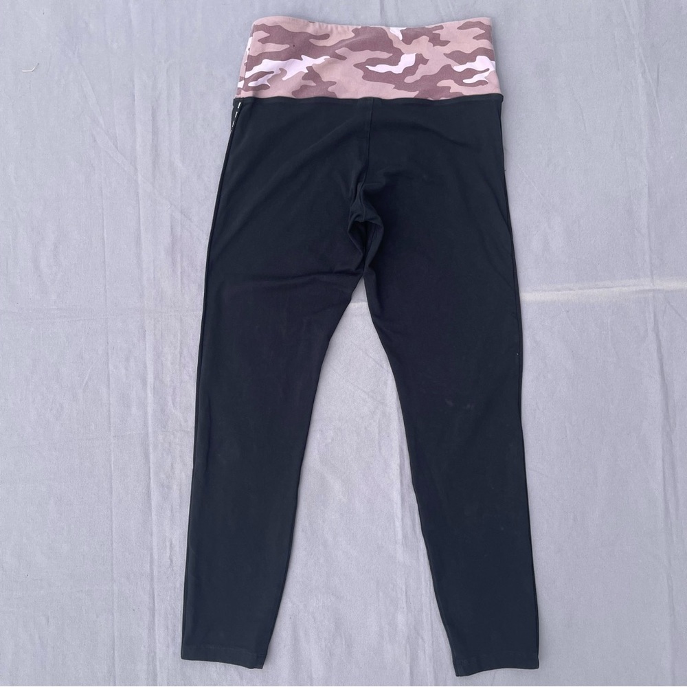 Victoria's Secret PINK Camo Black Fold Over Straight Yoga Leggings LARGE POC - Picture 7 of 8